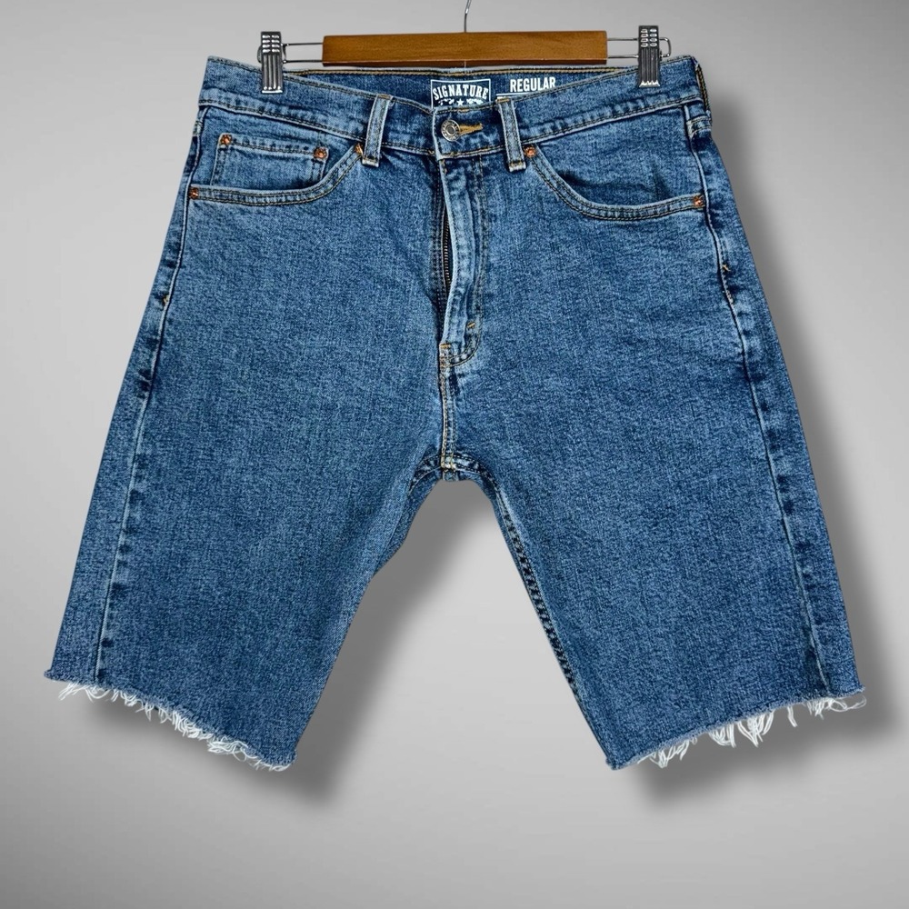Signature By Levi Strauss &‎ Co Mens Denim Modern Bermuda Shorts 32x11 Jorts